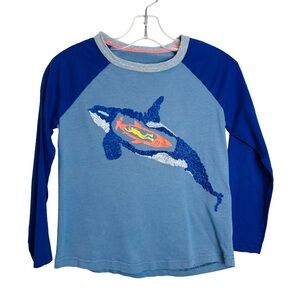Mini Boden Shark Diver Super Stitch Raglan Long Sleeve Tee Shirt Size 5-6